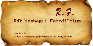 Rózsahegyi Fabrícius névjegykártya
